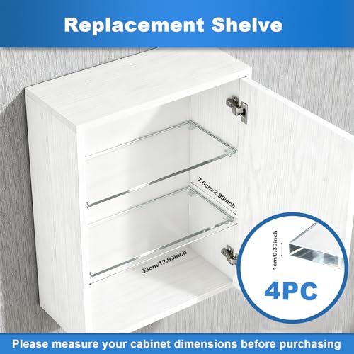 Eiscrgela 4pack Acrylic Medicine Cabinet Replacement Shelves 13inch Medicine Replacements Suitable for Medicine Bathroom Kitchen WallMounted Hanging Medicine Cabinet Shelves - Thumbnail 2