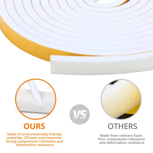 Dichtungsband Türdichtung Selbstklebend 6mm(B) x1.5mm(D)/15m(L) für Türen Fenster Schaumstoff klebeband Gummidichtung Gegen Kalte Zugluft/Anti-Kollision/Schalldichter/Wasserdichter/Staubdicht Weiß