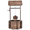 Rustic wooden wishing well planteroutdoor wishing well with height adjustable hanging bucket roof flower planter wishing wells rustic fir wood bucket for garden yard decoration45 inch  urban country home decor