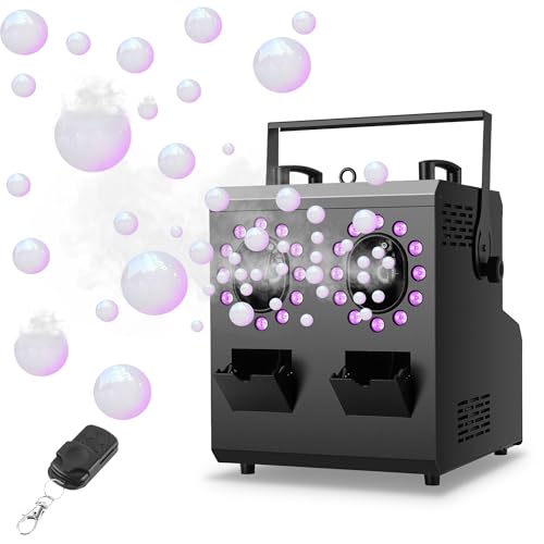 ENDYSHOW Fog Bubble Machine,1500W 3IN1 Smoke Bubble Machine with 24LEDs RGBW...