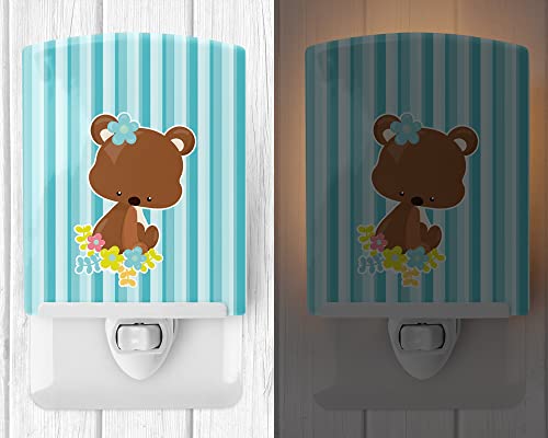 Lámpara de mesa de noche con osito y flores cerámica miniatura 2