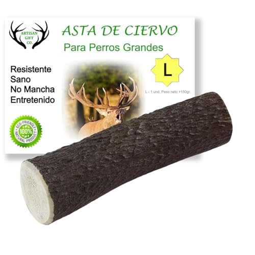 ARTISAN GIFT CO Asta de veado para cães, mordedores 100% naturais - peso unidade 150 g. + (L - 1 und.)