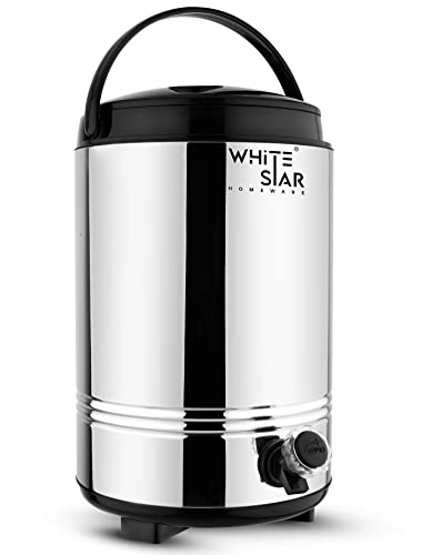 Image of WHITESTAR Stainless Steel Insulated Water Bottle /Jug for Traveling, Office, Kitchen I 10 Liters of Water Storage Container with Airtight Lid and Leak Proof Tap I Unbreakable & Durable