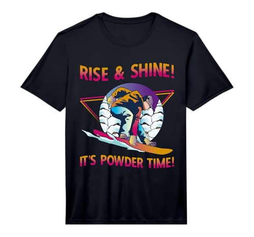 Mens Retro Snowboard Rise & Shine Powder Time 80s Snowboarding