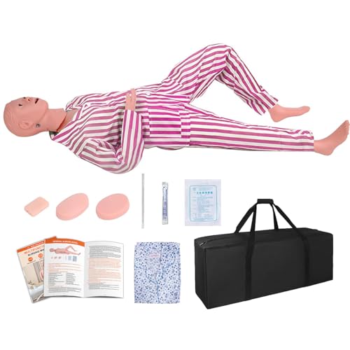 Patient Care Medical Manikin, 5.24ft Life Size Patient Human Model Multifunction Demonstration Mannequin with 3 Muscle Module & Patient Gown & Urinary Catheter for Teaching Pratice