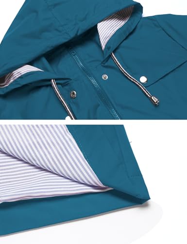 Image of LOMON Raincoat Women Waterproof Long Hooded Trench Coats Lined Windbreaker Travel Jacket S-XXL