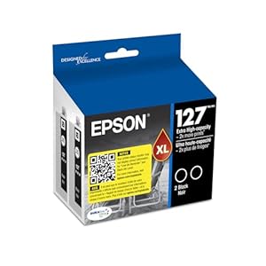 EPSON 127 DURABrite Ultra Ink Black Dual Cartucho Pack para NX-530, NX-625, WF-3520, WF-3530, WF-3540, WF-545, WF-60, WF-630, WF-633, WF-635, WF-645, WF-7010, WF-755 10, WF-10 7520, WF-840, WF-845