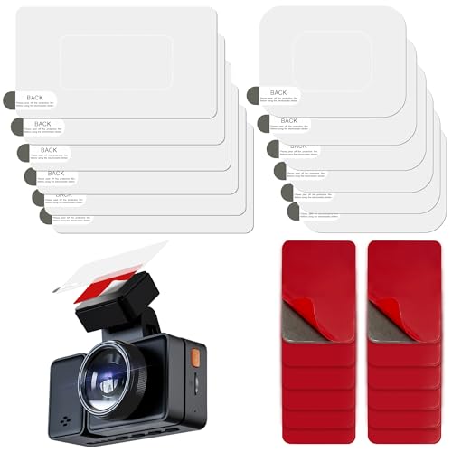 12 almohadillas adhesivas y láminas adhesivas, para cámara de salpicadero con lámina antiestática para parabrisas de coche, almohadilla adhesiva de doble cara para montaje seguro y área de visión