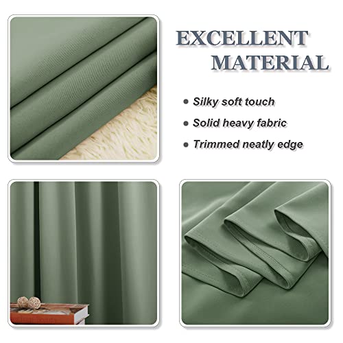 Pony Dance Sage Green Curtains For Kitchen, (34W X36L In, Sage Green, Set Of 2) Kitchen Short Curtains Blackout Tiers Elegant Room Panels With Grommet Top For Half Window #TOP3