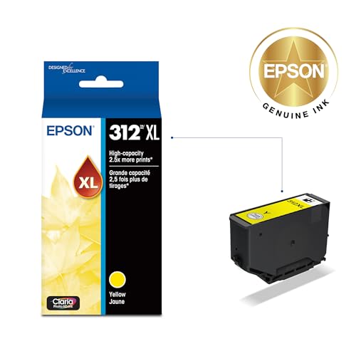 Image of Epson 312 Claria Photo HD Ink High Capacity Yellow Cartridge (T312XL420-S) Works with Expression XP-8500, 8600, 8700, 15000