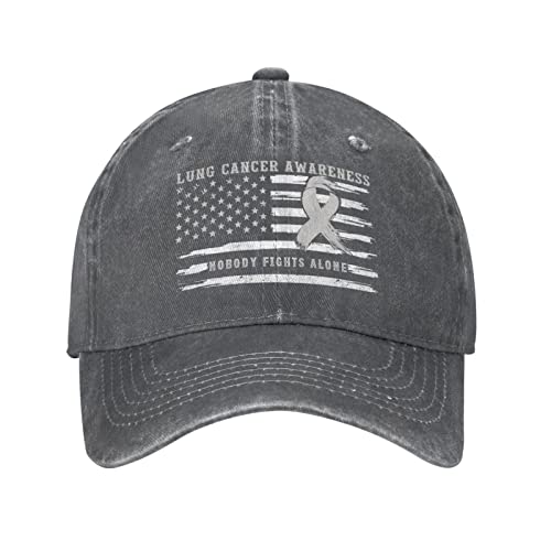 Nobody Fights Alone American Flag Dadcap Adults Lung Cancer Awareness Low Profile Dad Hats For Adult Warrior Support Fitted Hat #TOP4