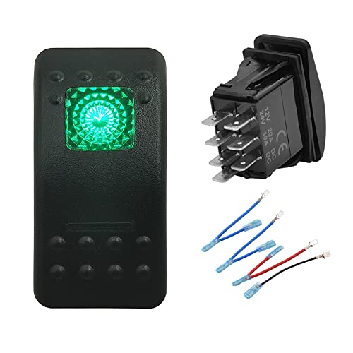 Image of Green RZR UTV 7P (ON)-Off-(ON) DPDT Switch with Jumper Wire Set Momentary Rocker Switch for Car Boat Off-Road Vehicle Pickup Tractor Motorcycle 12V 24V