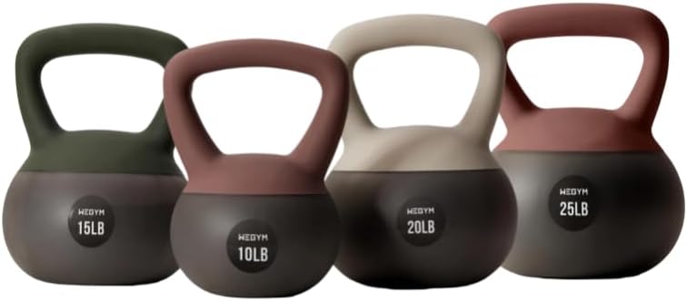 WeGym Soft Kettlebell with Cushioned Impact Resistant Base, Anti Slip Wide Grip Handle for Home Workouts, Weightlifting, Full Body Training 10+15+20+25LB - 4 Pcs Mix