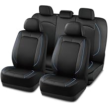 PIC AUTO Car Seat Cover, Pinping Leather and Mesh Seat Cover for Cars, Stylish Two-Tone Design Full Set Seat Covers, Breathable, Universal Fit,Comfortable and Durable SUVs, and TrucksBlue