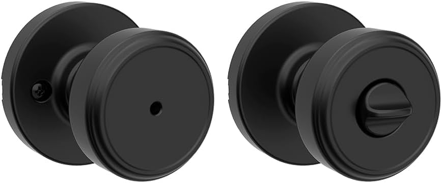 Image of Kwikset Maven Interior Privacy Door Knob with Lock, Round Door Handle for Bathroom and Bedroom, Matte Black Keyless Turn Lock Doorknob, with Microban Protection (Pack of 10)