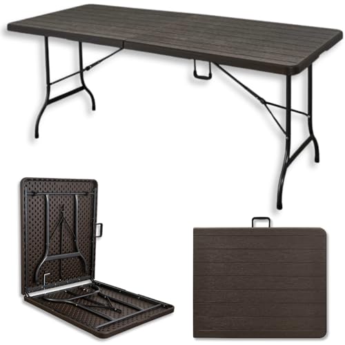 TERRE JARDIN - Table Pliante, 8 Places 180 x 74 x 74 cm 175 kg Max - Table Pliante Exterieur, Interieur Rectangulaire - Table de Jardin Pliante Blanche, Buffet, Fêtes,...