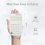 Solar Calculator - Small Desk and Pocket Calculator for Home Office Supplies White Christmas Stocking Stuffers - Simple Standard Cute Calculator for Student
