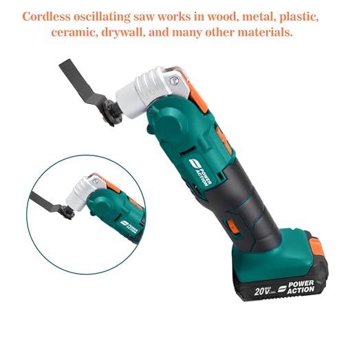 Image of Sulfar Power Action Cordless Multi-Function Saw Quick Change Accessory System, Adjustable Variable Speed for Wood, Metal, Plastic, Ceramic (CMFS20)