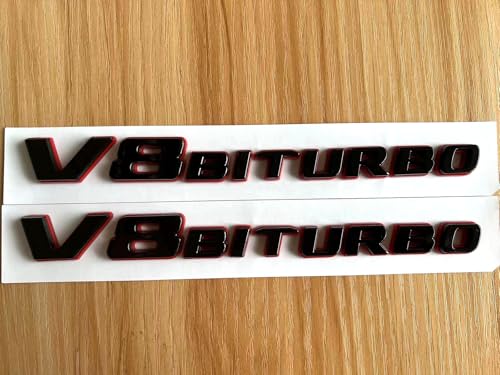 Image of 2PCS 2017+ V8 Biturbo Left & Right Side Decal Badge Sticker Emblem (Redline)