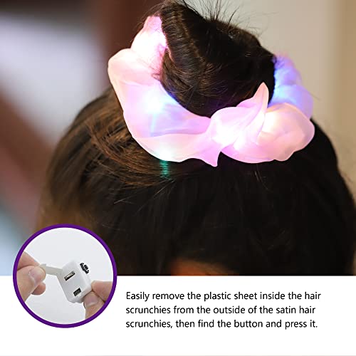 9 Pcs Light Up White Scrunchies, 3 Light Modes Halloween Led Hair Tie, Light Scrunchy For Girls, Glow Bands Ponyair Htail Holder Glow In The Dark Hair Accessories Neon Rave Party Supplies (White) #TOP3