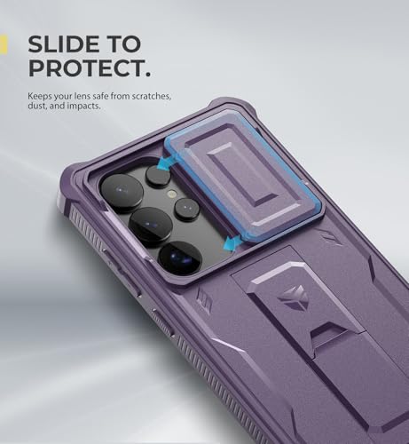 Image of Dexnor for Samsung Galaxy S25 Ultra Case with Built-in Slide Camera Cover &Screen Protector&Kickstand,Heavy-Duty Shockproof Rugged Case Full-Body Bumper Cover for Galaxy S25 Ultra(2025),Phantom Purple