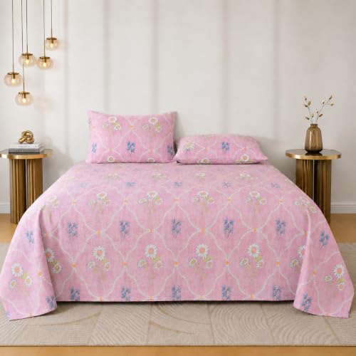 Image of RRC Double Bedsheet for Bedroom with Pillow Cover, 90 x 100 Inches Floral Printed Bed Sheet, Elegant Double Bed Bedding, Comfortable and Easy to Use Bedsheet, Pillow Cover Size 17 x 27 Inches