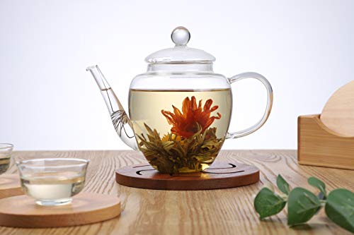 TFTea - Teiera in vetro da 600 ml con filtro nel beccuccio e coperchio in Vetro, per 1 o 2 Persone - immagine 4