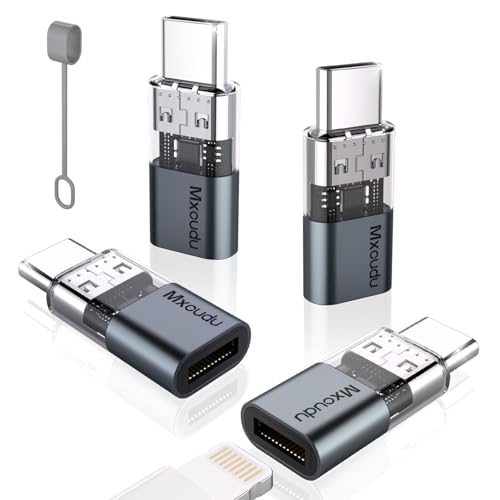 4 Pack Lightning to USB C Charging Adapter for iPhone 16/16Pro/15/15Pro/15Pro Max, iPad Pro/Air 5, Galaxy S24, USB C Male to Lightning Female Fast Charging & Data Transfer Adapter, Not for Audio/OTG
