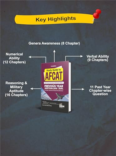 Image of Disha Study Guide to AFCAT (Air Force Common Admission Test) with Previous Year Questions (2015 - 2025) for Flying, Technical & Ground Duty Branches 11th Edition