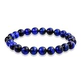 Maß: 7 Zoll L x 0,31 Zoll W, Gewicht: 16,9 Gramm. Stein: 8 mm Material: Gefärbt Ocean Blue Tigers Eye Elastic