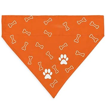 Rightgifting Digital Printed Satin Dog Bandana/Dog Scarf with Loop & Reversible (Large,Orange)