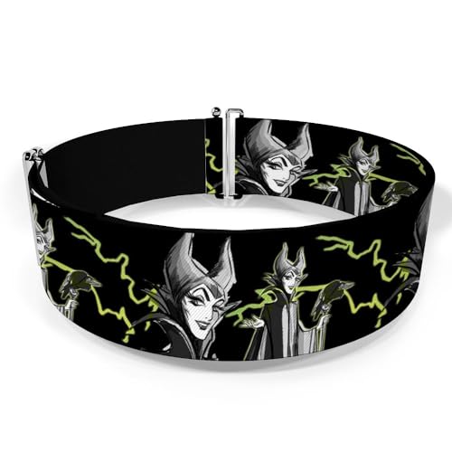 Buckle-Down Belt Women's Cinch Maleficent Smiling Diablo Sketch Lightning Black Grays Greens Available In Adjustable Sizes2