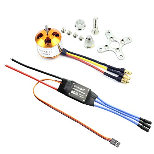 QWinOut A2212 2200KV Brushless Outrunner Motor W/Mount 6T + 30A ESC Controller for DIY RC Quadcopter Multicopter UFO (1 Set)