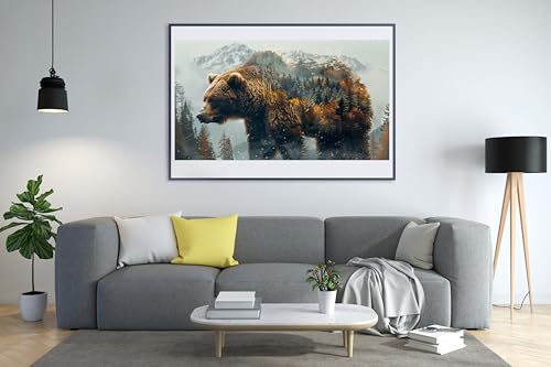 Image of Moohue DIY Counted Stamped Cross Stitch Kits for Adults 14 Count Cross Stitch Patterns Animal Bear Printed Cross Stitch Kits for Adults (Animal Bear Forest)