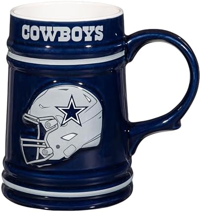 Team Sports America NFL Dallas Cowboys Ceramic Stein Cup with Handle, 24 oz. Beer Stein Mug, Drinking Cups For Bar, Alcohol, Beverages, Coffee, Teas, Gift for Football Fans image 2