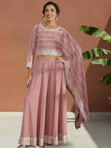 Image of Libas Art Embroidered Georgette Co-ord Set | Ethnic Wear |Wedding Dress | Ocassion Wear