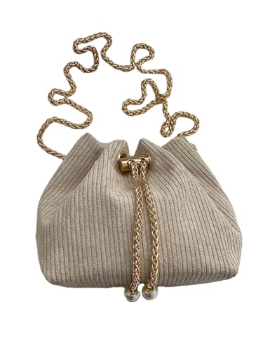 SweatyRocks Women's Mini Bucket Bag Drawstring Crossbody Shoulder Purses with Chain Strap