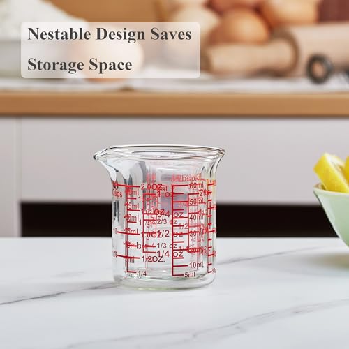 Image of Ackers BORO3.3 Mini Borosilicate Glass Measuring Cup Set, 4-Piece, 5-60 ml