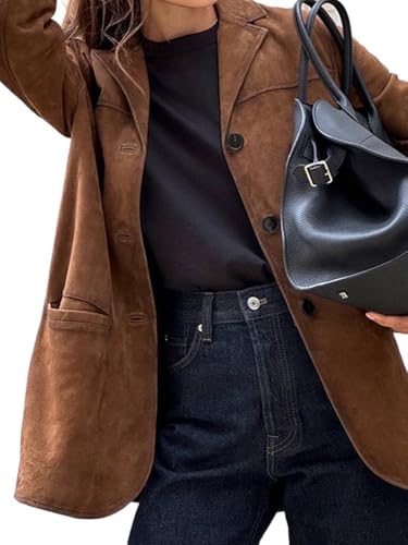 LLECDASEUI Donna Oversize Giacca in Camoscio Casual Inverno Autunno Abiti