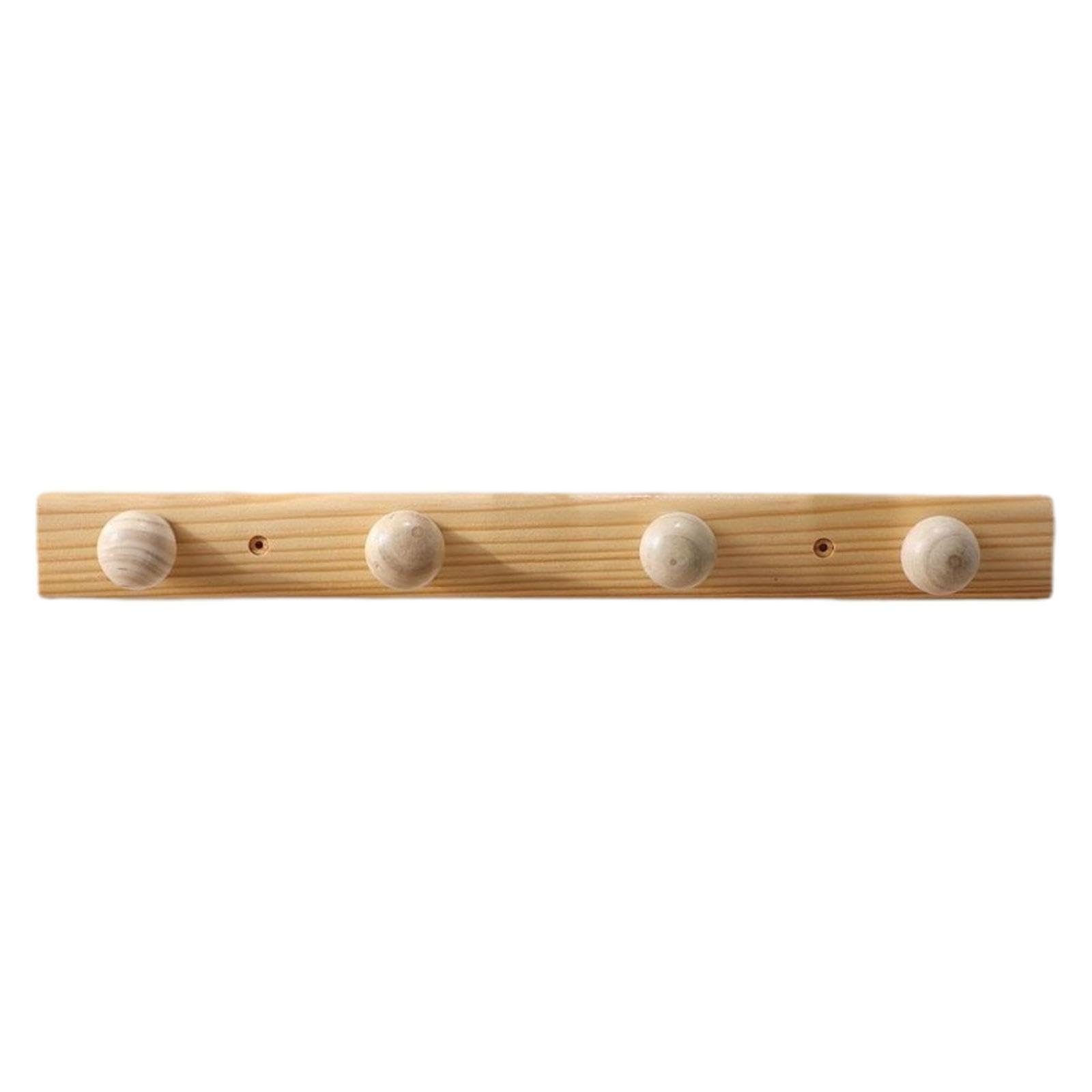 Pixzcsa Wood Color Durable Coat Hooks Wall Mounted Wooden Rack Heavy Duty Storing Coats Scarves Hats Towels In Home Office Area Coat Hooks Wall Mount Door Hanger Rack, 4