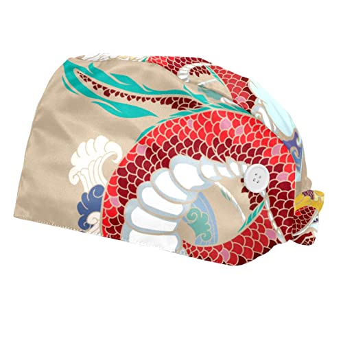 Chapeaux bouffants dragon japonais pour rester au sec en cuisine