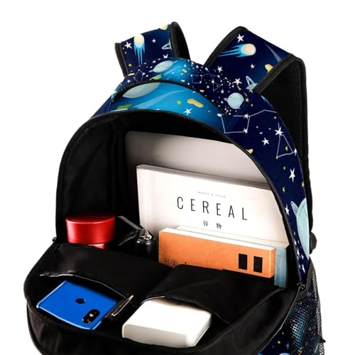 Sac à dos d'école fusées spatiales multicolore en toile robuste