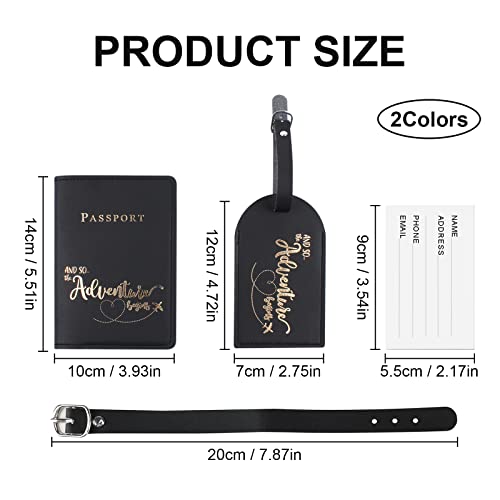 2 Pieces Luggage Tags and 2 Pieces Passport Covers, PU Leather Document Sets Passport Holder Baggage Labels Organizer Case for Storing Passport Boarding Passes Credit Cards2