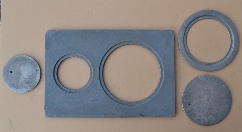 SEZAM Placa de fundición para horno con 2 agujeros 40x27cm placa de carbón placa de chimenea hierro fundido gris hierro fundido