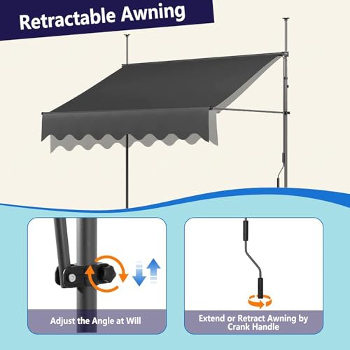 Auvent de terrasse rétractable 4m de haute résistance en toile polyester pour aménagement extérieur