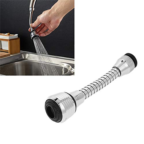 Ouguan® verlengbuis, flexibel, 360 graden van roestvrij staal, waterkraan, druksproeier, perifeer verlenging, zilver, eenheidsmaat