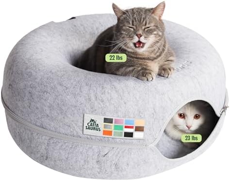 Peekaboo Cat Cave Donut for Multiple & Large Cats up to 30-45 lbs...
