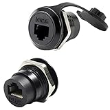 PENGLIN 2Pack RJ45 Shielded Panel Mount Coupler, Ethernet LAN Pass Through Connector, CAT6A Female to Female Bulkhead Extension Interface Adapter