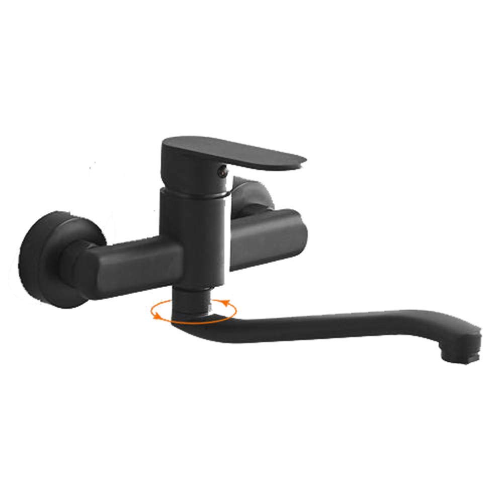 Grifos Mezcladores De Cocina Grifos De Fregadero Montados En La Pared para Cocina, Grifo Giratorio De Latón Negro para Cocina Grifo De Lavabo Frío Y Caliente-25 Cm