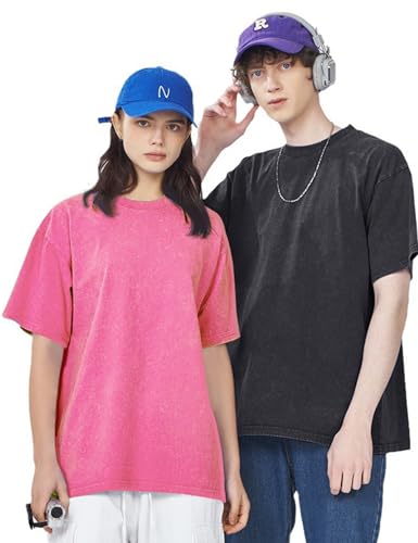 Image of Arssm Men Oversized T Shirts Vintage Tee Loose Fit Short Sleeve Casual Streetwear Baggy Washed Unisex Tops